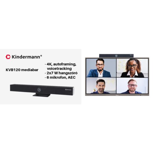 Kamera, Kindermann KVB120 4K, 120° látószög, mikrofon, USB-s