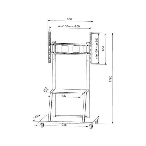 Techly ICA-TR30 Professzionális gurulós kijelző padlóállvány, 55-100"