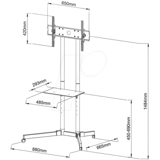 Techly ICA-TR6 Gurulós TV padlóállvány 30-65"