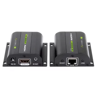 Jeltovábbító, Techly HDMI extender, Cat.6, 60 méter, IR
