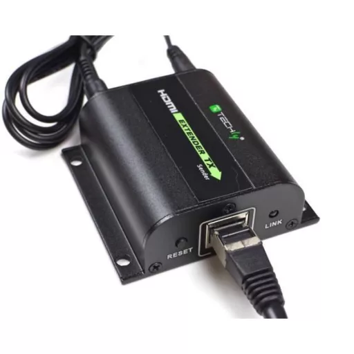 Jeltovábbító, Techly HDMI extender, Cat.6, 60 méter, IR