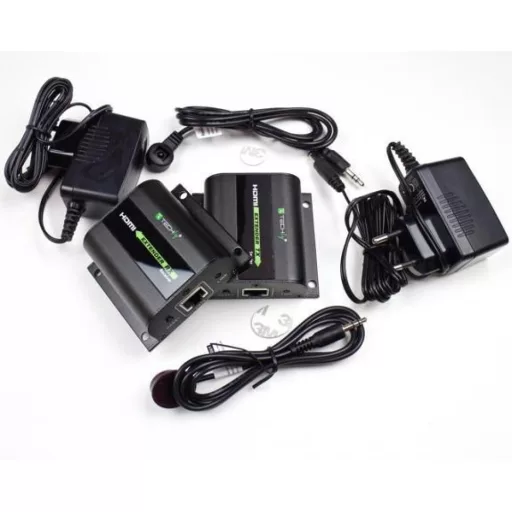Jeltovábbító, Techly HDMI extender, Cat.6, 60 méter, IR