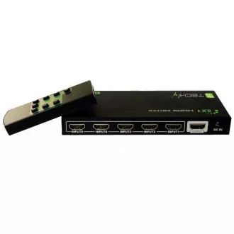 Szelektor, Techly HDMI switch, 5 in 1 out, 4K Ultra HD, IR