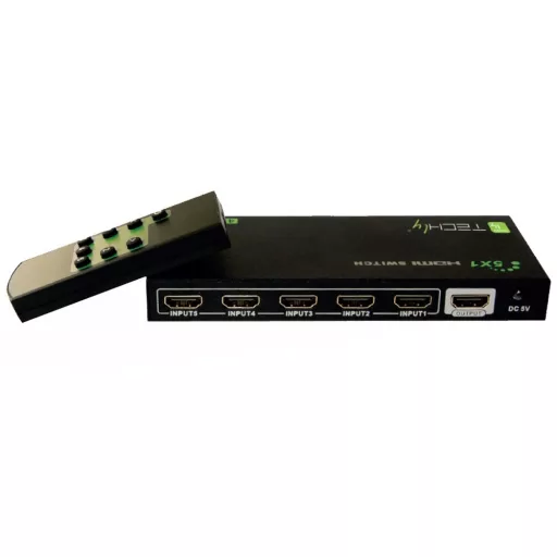 Szelektor, Techly HDMI switch, 5 in 1 out, 4K Ultra HD, IR