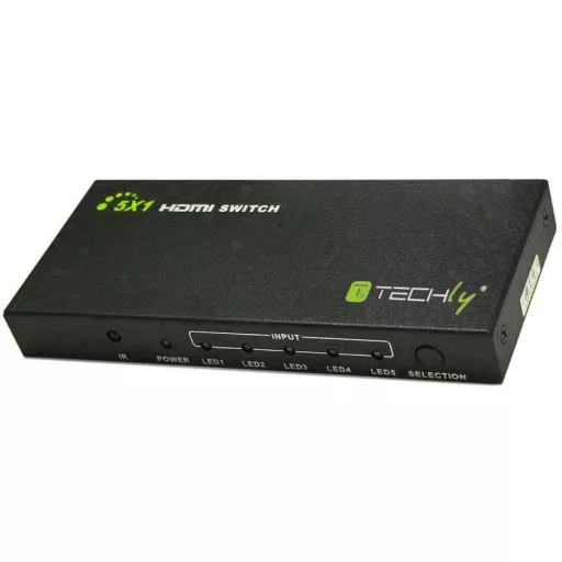 Szelektor, Techly HDMI switch, 5 in 1 out, 4K Ultra HD, IR