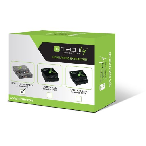 Hangleválasztó, Techly HDMI-Audio Extractor , SPDIF, RCA, 2.0/5.1