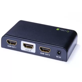   Elosztó, Techly HDMI splitter, 1 in 2 out, 30 méter, 4K Ultra HD, HDMI 2.0
