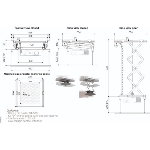 Screenint SI-HL100 álmennyezeti projektorlift