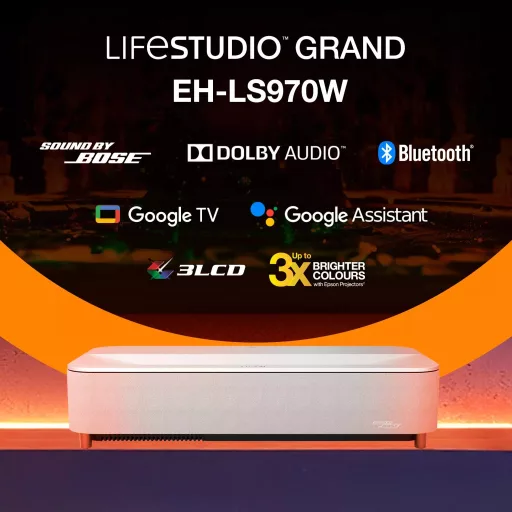 Projektor, Epson EH-LS970W, LCD, Lézer, 4K felbontás, 16:9 képarány, Házimozis
