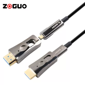   Optikai HDMI kábel, 8K/60Hz, befűzhető, microHDMI adapterrel, 15méter, aktív