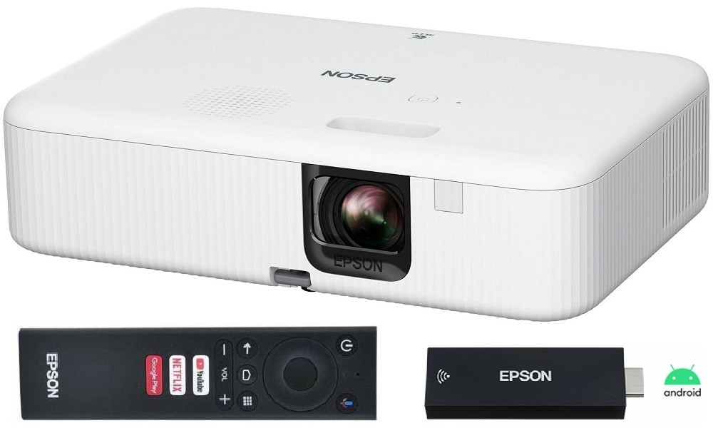 Projektor, Epson CO-FH02 LCD, HD1080 felbontás, 16:9 képarány, Hordozható, Android TV